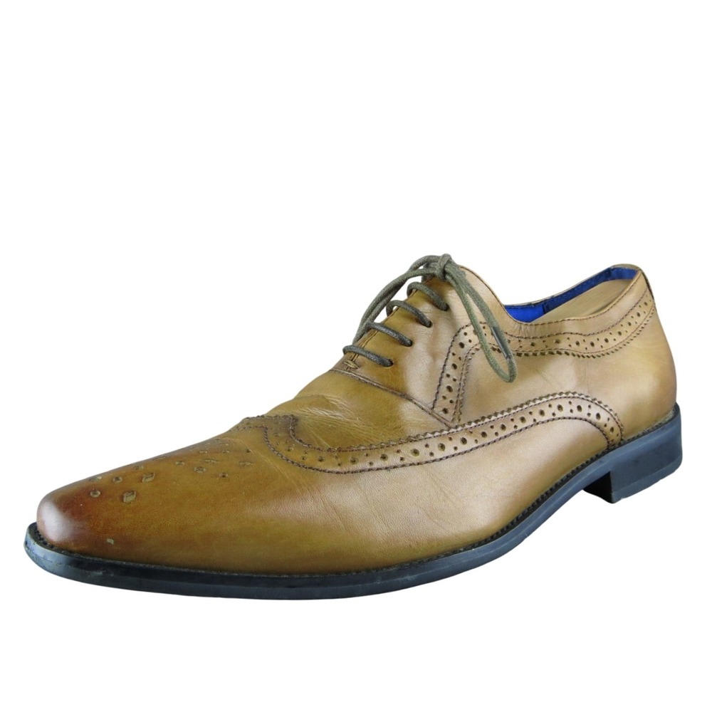 Bar III Royale Wingtip Men Brogues Shoes Size 10 Medium‎ Brown Leather Lace Up